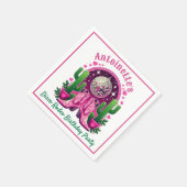 ネオンピンクのカウガールブーツとディスコボールパーティー スタンダードカクテルナプキン (角)