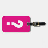ネオンピンクのクエスおもしろいチョンマーク付き旅行荷物タグ ラゲッジタグ (正面横)
