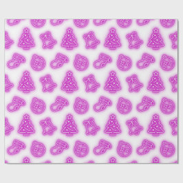 ネオンピンクのクリスマスオンホワイト ラッピングペーパー