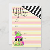 ネオンピンクのサボテンの招待状 招待状 (裏面)