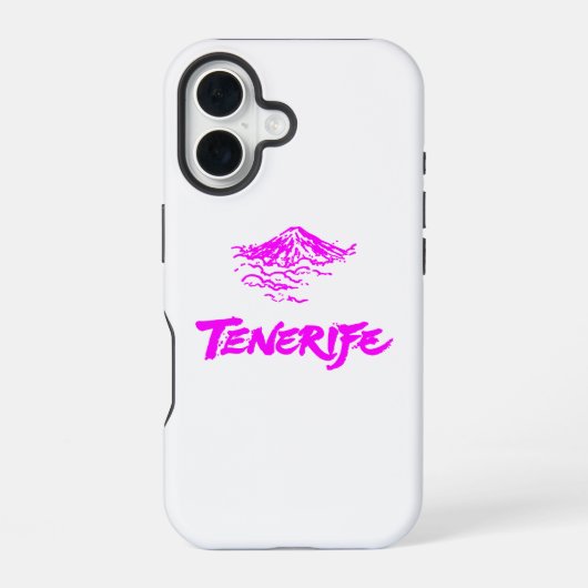 ネオンピンクのテイデ山 テネリフェ島の火山 iPhone 16ケース (裏面)