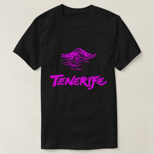 ネオンピンクのテイデ山 テネリフェ島の火山 Tシャツ (デザイン正面)