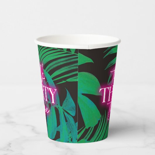 ネオンピンクのトロピカルトーク30歳の誕生日 紙コップ (右)