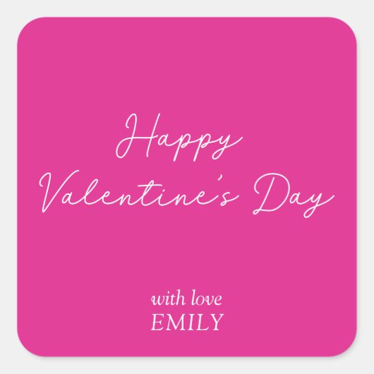 ネオンピンクのバレンタインデー スクエアシール (正面)