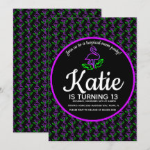 ネオンピンクのフラインゴ発光パーティー 熱帯の紫