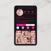 ネオンピンクのメイクアップ美しいSNSインフルエンサー 名刺 (正面)