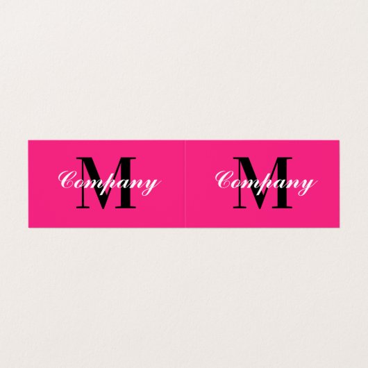 ネオンピンクのモノグラムロゴ折り畳み名刺プリント 名刺 (外部フラット)