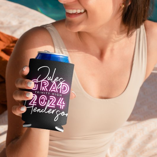 ネオンピンクのライトクラス24卒業パーティー 缶クーラー