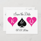 ネオンピンクのラスベガスの結婚式は日付はがきを保存する 案内ポストカード (正面/裏面)