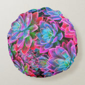 ネオンピンクの多肉類 ラウンドクッション (裏面)