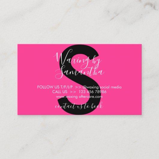 ネオンピンクの後気にのWAX 名刺 (正面)