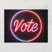 ネオンピンクの投票サインが黒 ポストカード (正面)