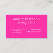 ネオンピンクの水色のヘアメイクアップタイポグラフィ 名刺 (裏面)