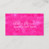ネオンピンクの水色のヘアメイクアップタイポグラフィ 名刺 (正面)