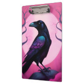 ネオンピンクの背景のカラスのスケッチ クリップボード (左)