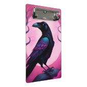 ネオンピンクの背景のカラスのスケッチ ミニクリップボード (アングル)