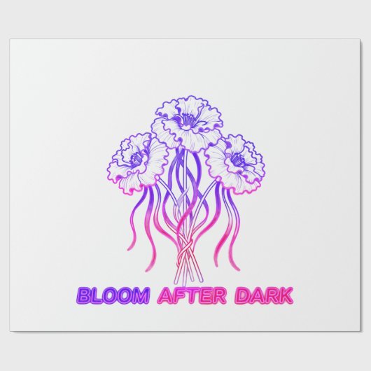ネオンピンクの花柄 - アート包装紙 ラッピングペーパー (フラット)
