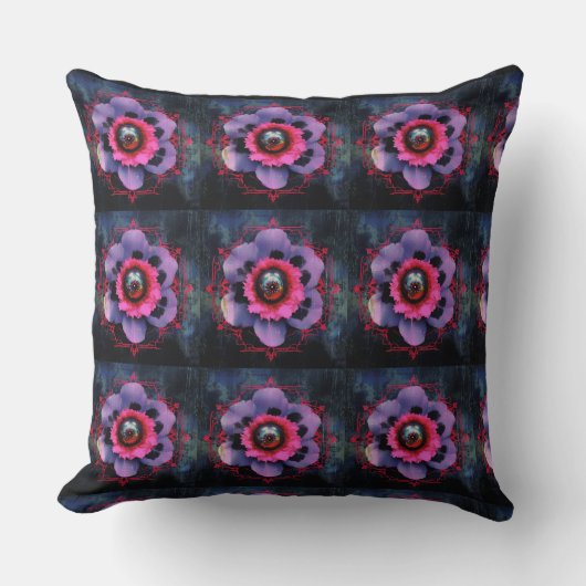 ネオンピンクの花 クッション (正面)