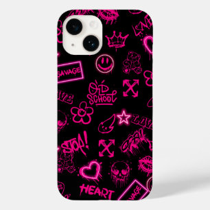 ネオンピンクの落書きiPhoneケース Case-Mate iPhone 14ケース