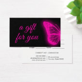 ネオンピンクの蝶デザインギフトカード (デスク)