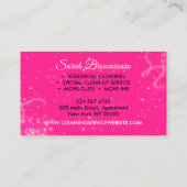 ネオンピンクの豪華な清掃サービスのメイドジャニカ 名刺 (裏面)