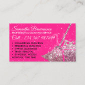 ネオンピンクの豪華な清掃サービスのメイドジャニカ 名刺 (正面)