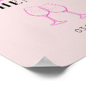 ネオンピンクの鶏パーティーワインウェルカムサインポスター ポスター (角)