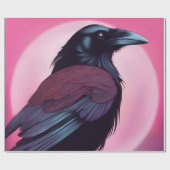 ネオンピンクの黒いカラスのスケッチ ラッピングペーパー (フラット)
