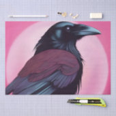 ネオンピンクの黒いカラスのスケッチ 薄葉紙 (クラフト)