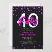 ネオンピンクの40歳誕生日パーティー 招待状 (正面)