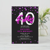 ネオンピンクの40歳誕生日パーティー 招待状 (スタンド正面)