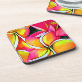 ネオンピンクのFrangipaniのプルメリアのビーチの芸術の花 コースター (左側)