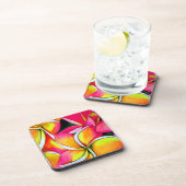 ネオンピンクのFrangipaniのプルメリアのビーチの芸術の花 コースター (右側)