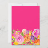 ネオンピンクはっきりしたフローラ水彩ブライダルシャワー 招待状 (裏面)