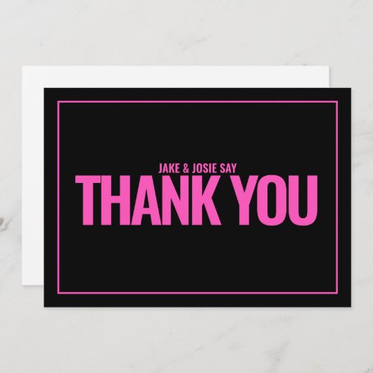 ネオンピンクはっきりした文字、サンキューカード サンキューカード (正面/裏面)