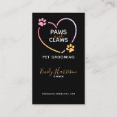 ネオンピンクイエローペットグルーミングQRコード 名刺 (裏面)