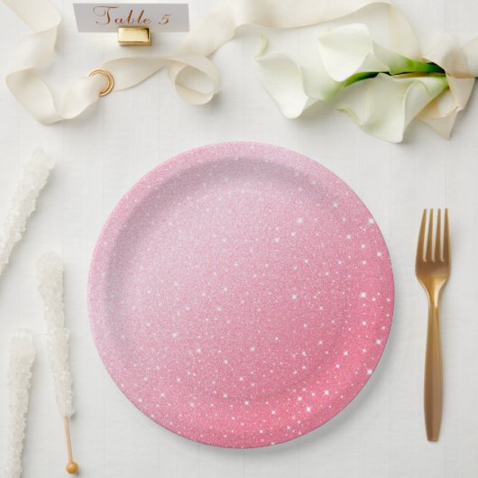 ネオンピンクエレガントレトロブラックスウィート16誕生日 ペーパープレート (ウェディング)