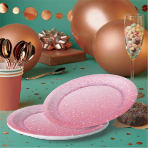 ネオンピンクエレガントレトロブラックスウィート16誕生日 ペーパープレート