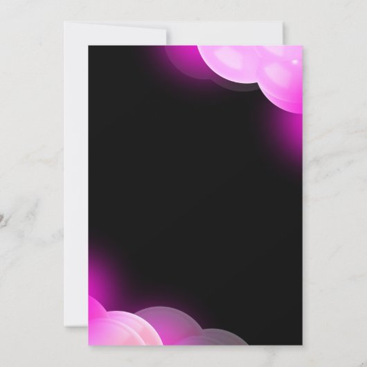 ネオンピンクエレガントレトロブラックスウィート16誕生日 招待状 (裏面)