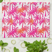 ネオンピンクオレンジパームツリーイビサ キッチンタオル (折り畳み)
