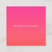 ネオンピンクカラフルオレンジ色グラデーションかわいい スクエア名刺 (正面)