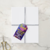 ネオンピンクガールズローラースケートで滑るパーティーありがとう ギフトタグ (より糸付き)