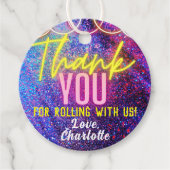 ネオンピンクガールズローラースケートで滑るパーティーありがとう フェイバータグ (正面)