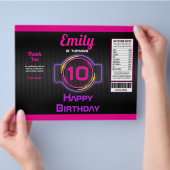 ネオンピンクガール誕生日パーティーチップバッグラッパー チラシ (手)