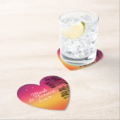 ネオンピンクグラデーショントロピカルツリーサンセットビーチ ペーパーコースター (インサイチュ)