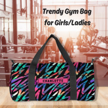 ネオンピンクグランジ抽象芸術ストライプ女子スポーツ