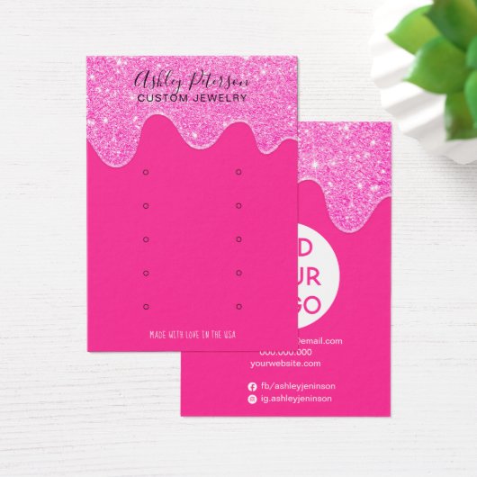 ネオンピンクグリッタードリップス数々のトッドイヤリングディスプレイ (デスク)