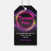 ネオンピンクグローインダークパーティーフェイバーラベル ギフトタグ (正面)