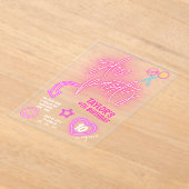 ネオンピンクグローパーティー誕生日 アクリル招待状 (レイダウン)