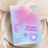 ネオンピンクグローパーティー誕生日 招待状